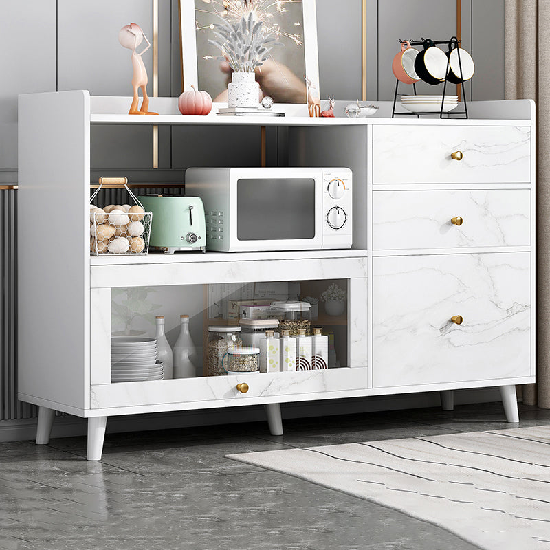 Modern Solid Wood Sideboard Table 1-Drawer Sideboard in Gray 47"L x 14"W x 35"H Off-White Clearhalo 'buffet_sideboard' 'Buffets & Sideboards' 'furn' 'furn_buffet_sideboard' 'Furniture' 'furniture_buffet_sideboard' 'Kitchen & Dining Furniture' 4983273