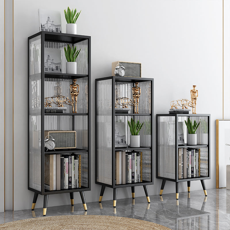 Black and White Dining Server Contemporary Metal Cabinets and Open Storage Server Clearhalo 'buffet_sideboard' 'Buffets & Sideboards' 'furn' 'furn_buffet_sideboard' 'Furniture' 'furniture_buffet_sideboard' 'Kitchen & Dining Furniture' 4983283