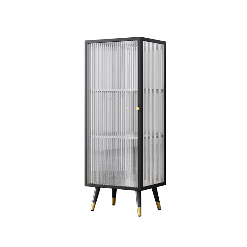 Black and White Dining Server Contemporary Metal Cabinets and Open Storage Server 16"L x 12"W x 41"H Black With Cabinet Clearhalo 'buffet_sideboard' 'Buffets & Sideboards' 'furn' 'furn_buffet_sideboard' 'Furniture' 'furniture_buffet_sideboard' 'Kitchen & Dining Furniture' 4983284