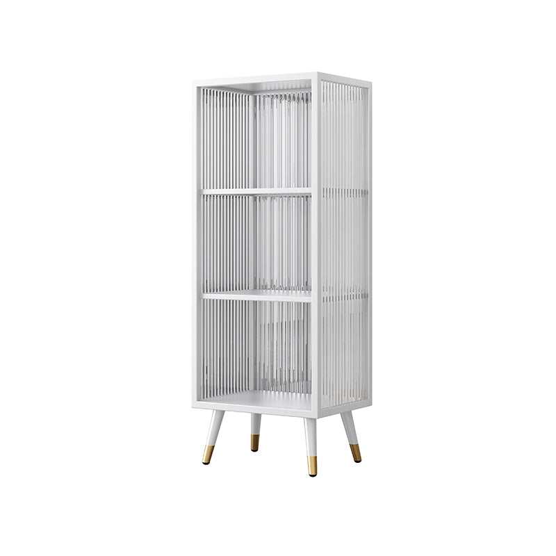 Black and White Dining Server Contemporary Metal Cabinets and Open Storage Server 16"L x 12"W x 41"H White Open Storage Clearhalo 'buffet_sideboard' 'Buffets & Sideboards' 'furn' 'furn_buffet_sideboard' 'Furniture' 'furniture_buffet_sideboard' 'Kitchen & Dining Furniture' 4983286