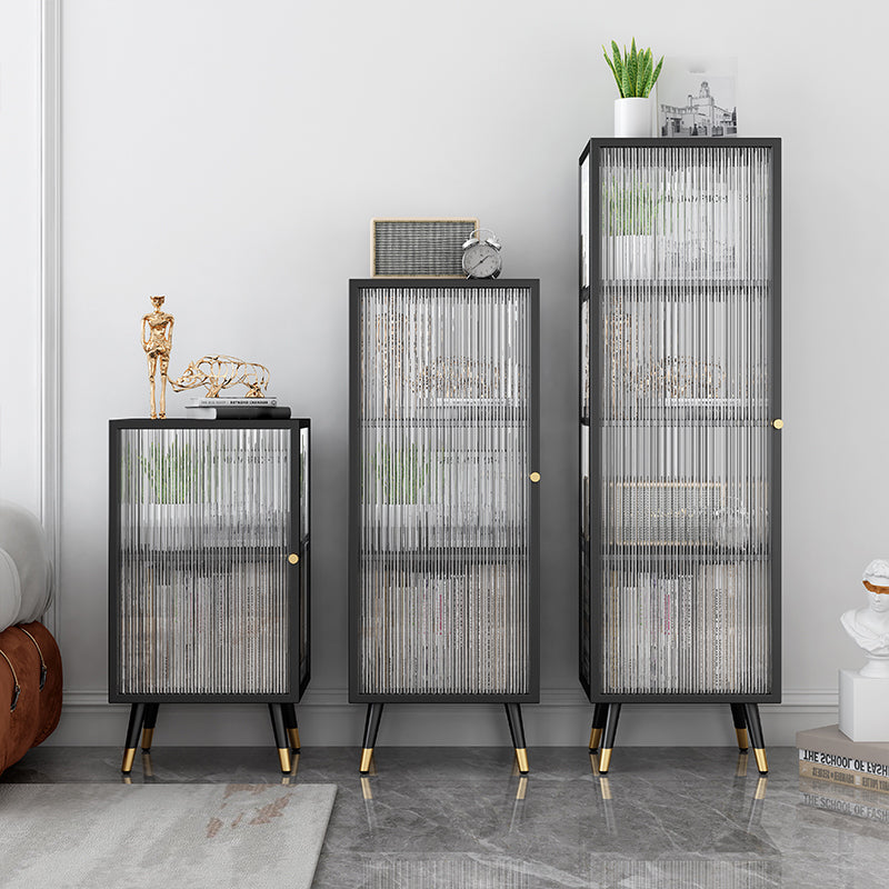 Black and White Dining Server Contemporary Metal Cabinets and Open Storage Server Clearhalo 'buffet_sideboard' 'Buffets & Sideboards' 'furn' 'furn_buffet_sideboard' 'Furniture' 'furniture_buffet_sideboard' 'Kitchen & Dining Furniture' 4983289