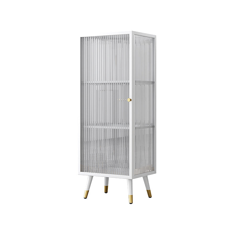 Black and White Dining Server Contemporary Metal Cabinets and Open Storage Server 16"L x 12"W x 41"H White With Cabinet Clearhalo 'buffet_sideboard' 'Buffets & Sideboards' 'furn' 'furn_buffet_sideboard' 'Furniture' 'furniture_buffet_sideboard' 'Kitchen & Dining Furniture' 4983293