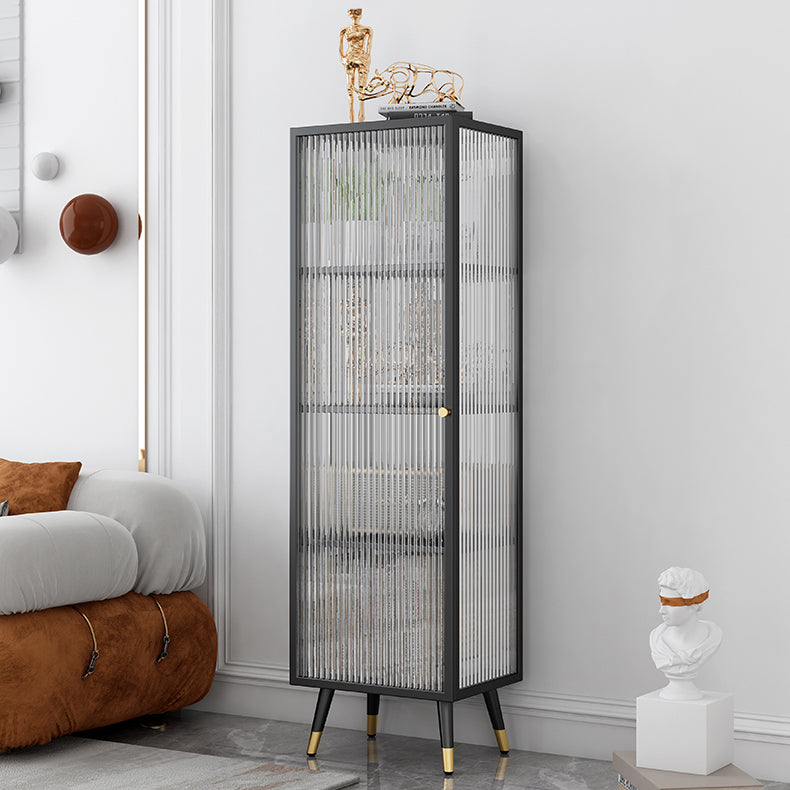 Black and White Dining Server Contemporary Metal Cabinets and Open Storage Server Clearhalo 'buffet_sideboard' 'Buffets & Sideboards' 'furn' 'furn_buffet_sideboard' 'Furniture' 'furniture_buffet_sideboard' 'Kitchen & Dining Furniture' 4983303