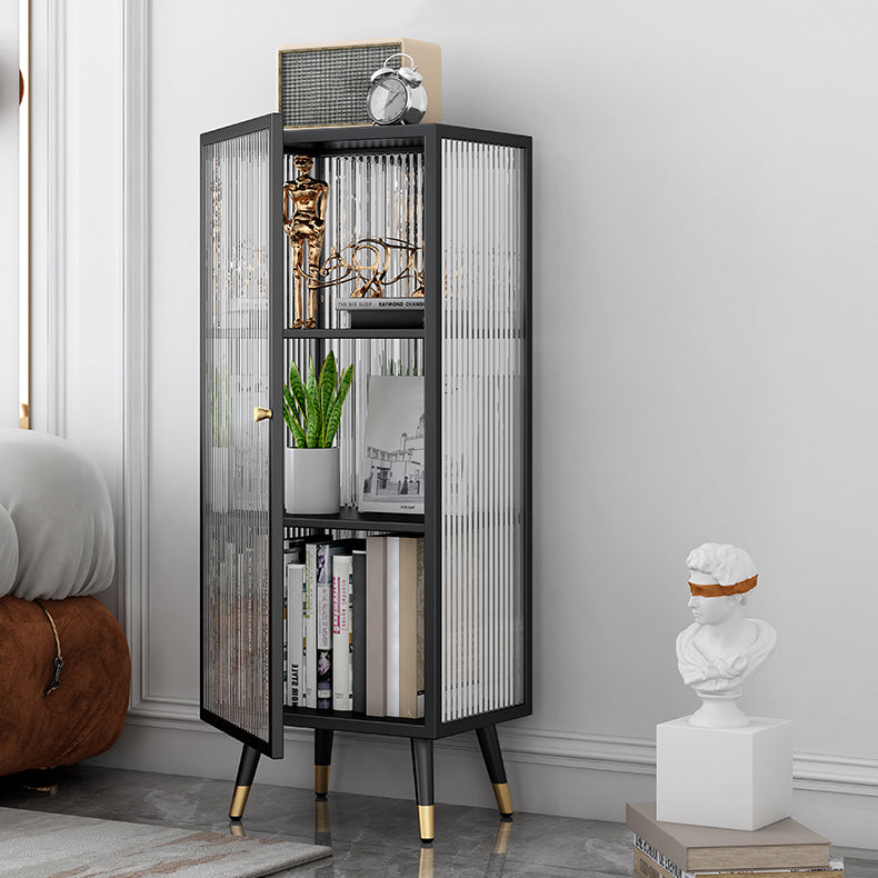 Black and White Dining Server Contemporary Metal Cabinets and Open Storage Server Clearhalo 'buffet_sideboard' 'Buffets & Sideboards' 'furn' 'furn_buffet_sideboard' 'Furniture' 'furniture_buffet_sideboard' 'Kitchen & Dining Furniture' 4983304