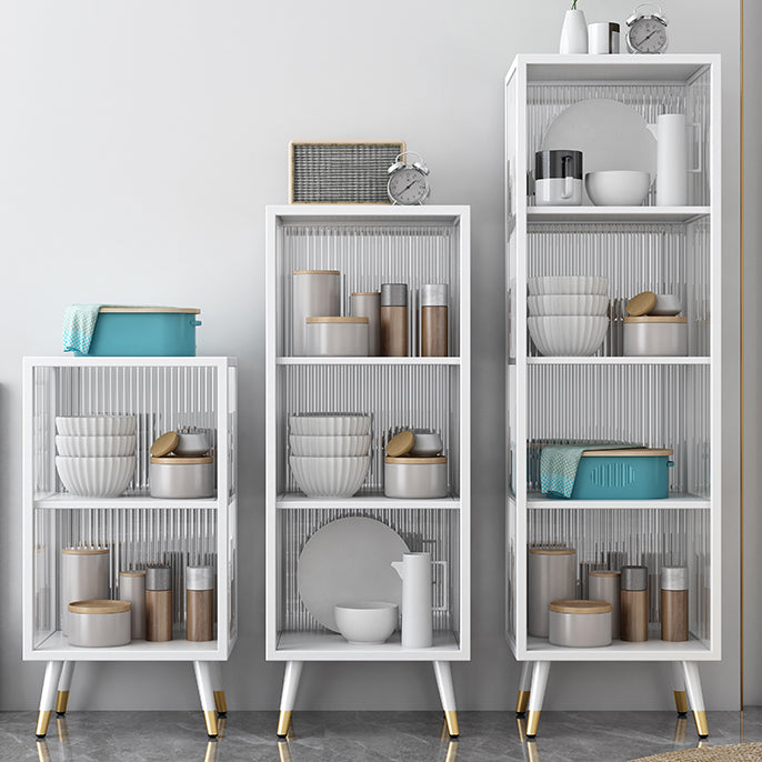 Black and White Dining Server Contemporary Metal Cabinets and Open Storage Server Clearhalo 'buffet_sideboard' 'Buffets & Sideboards' 'furn' 'furn_buffet_sideboard' 'Furniture' 'furniture_buffet_sideboard' 'Kitchen & Dining Furniture' 4983305