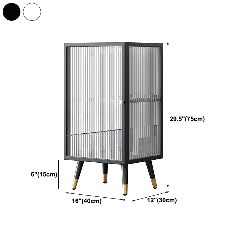 Black and White Dining Server Contemporary Metal Cabinets and Open Storage Server Clearhalo 'buffet_sideboard' 'Buffets & Sideboards' 'furn' 'furn_buffet_sideboard' 'Furniture' 'furniture_buffet_sideboard' 'Kitchen & Dining Furniture' 4983306