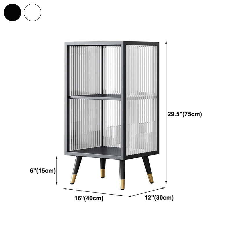 Black and White Dining Server Contemporary Metal Cabinets and Open Storage Server Clearhalo 'buffet_sideboard' 'Buffets & Sideboards' 'furn' 'furn_buffet_sideboard' 'Furniture' 'furniture_buffet_sideboard' 'Kitchen & Dining Furniture' 4983307