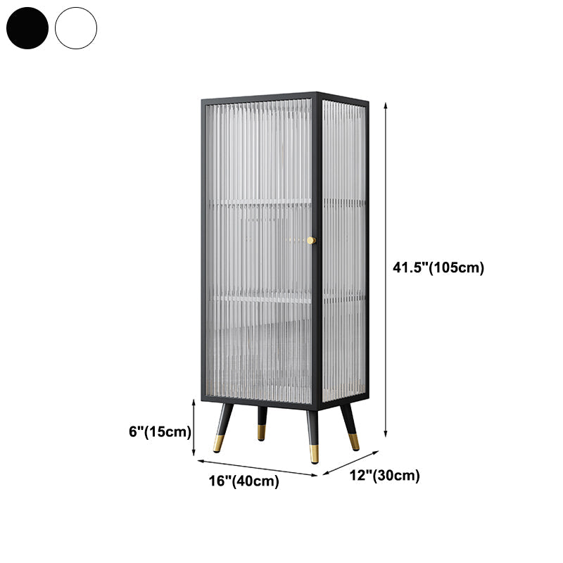 Black and White Dining Server Contemporary Metal Cabinets and Open Storage Server Clearhalo 'buffet_sideboard' 'Buffets & Sideboards' 'furn' 'furn_buffet_sideboard' 'Furniture' 'furniture_buffet_sideboard' 'Kitchen & Dining Furniture' 4983308
