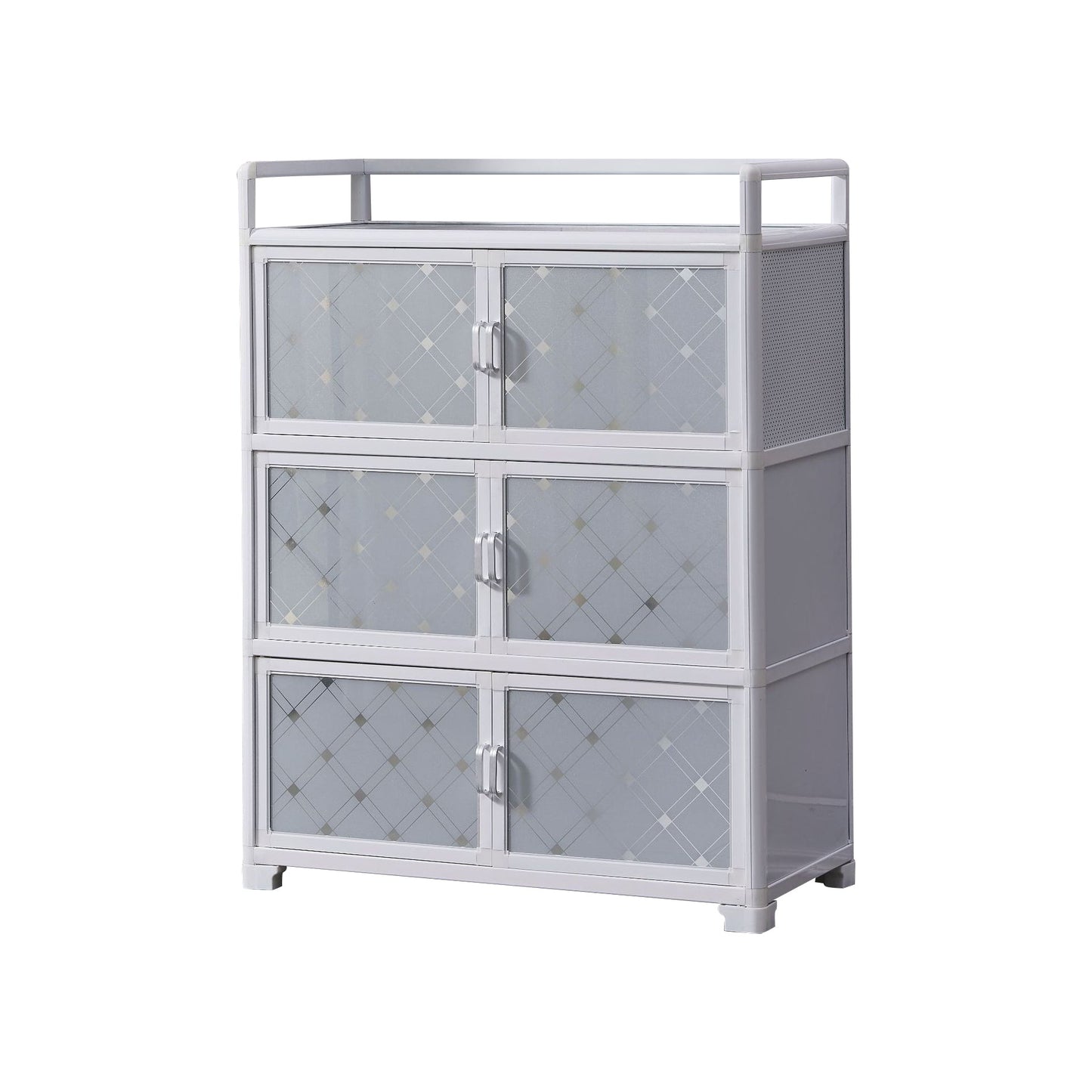 White Metal Contemporary Sideboard Cabinet Dining Room Sideboard 31"L x 16"W x 41"H Clearhalo 'buffet_sideboard' 'Buffets & Sideboards' 'furn' 'furn_buffet_sideboard' 'Furniture' 'furniture_buffet_sideboard' 'Kitchen & Dining Furniture' 4983314