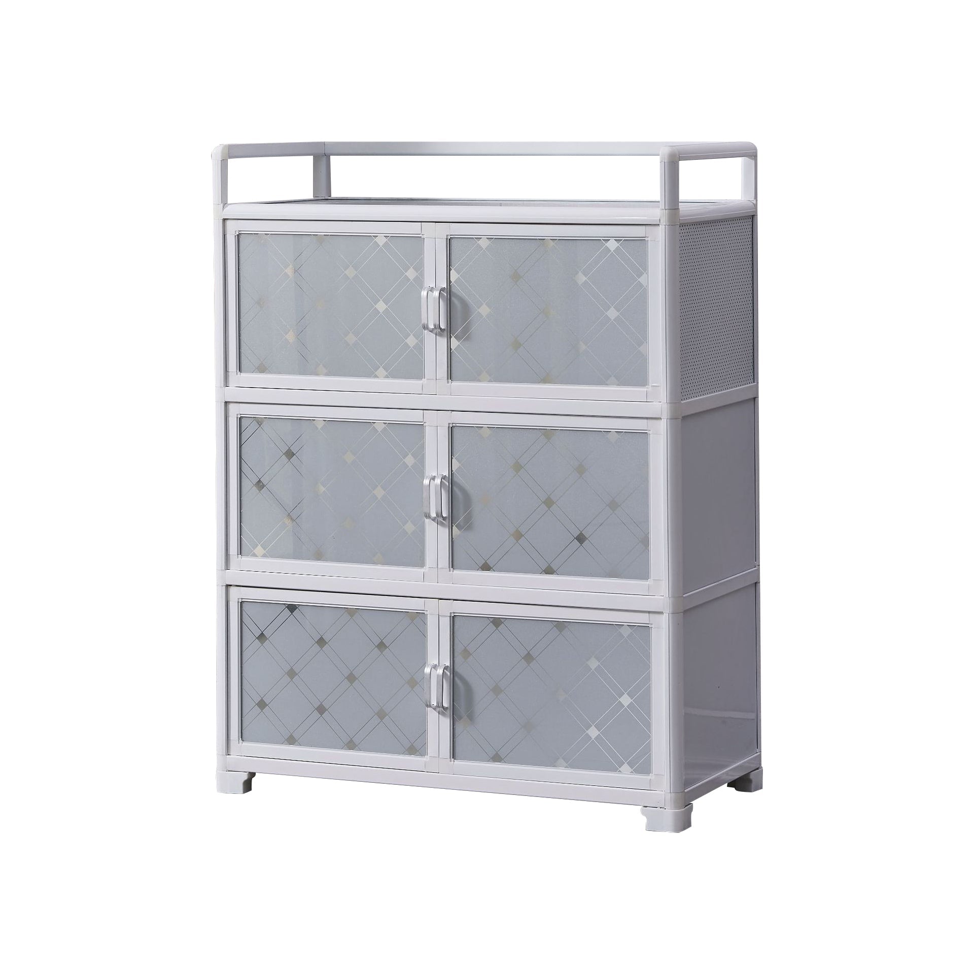 White Metal Contemporary Sideboard Cabinet Dining Room Sideboard 31"L x 16"W x 41"H Clearhalo 'buffet_sideboard' 'Buffets & Sideboards' 'furn' 'furn_buffet_sideboard' 'Furniture' 'furniture_buffet_sideboard' 'Kitchen & Dining Furniture' 4983314