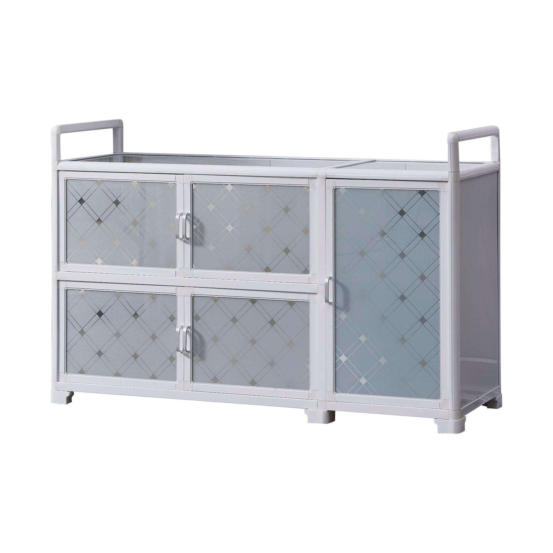 White Metal Contemporary Sideboard Cabinet Dining Room Sideboard Clearhalo 'buffet_sideboard' 'Buffets & Sideboards' 'furn' 'furn_buffet_sideboard' 'Furniture' 'furniture_buffet_sideboard' 'Kitchen & Dining Furniture' 4983316