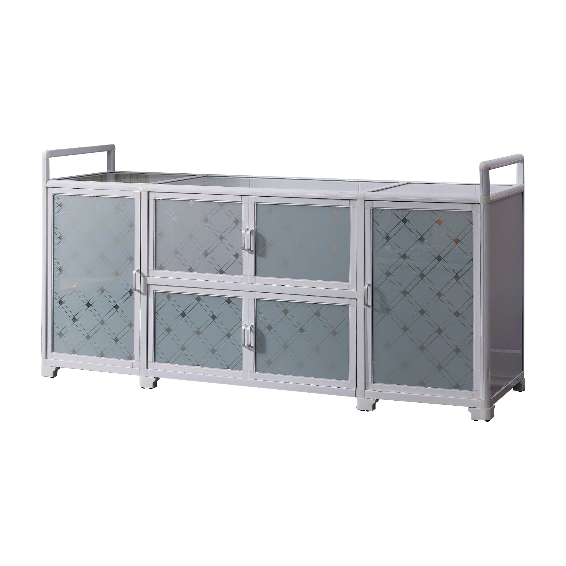 White Metal Contemporary Sideboard Cabinet Dining Room Sideboard 53"L x 16"W x 30"H Clearhalo 'buffet_sideboard' 'Buffets & Sideboards' 'furn' 'furn_buffet_sideboard' 'Furniture' 'furniture_buffet_sideboard' 'Kitchen & Dining Furniture' 4983320
