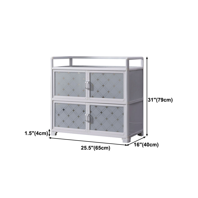 White Metal Contemporary Sideboard Cabinet Dining Room Sideboard Clearhalo 'buffet_sideboard' 'Buffets & Sideboards' 'furn' 'furn_buffet_sideboard' 'Furniture' 'furniture_buffet_sideboard' 'Kitchen & Dining Furniture' 4983330
