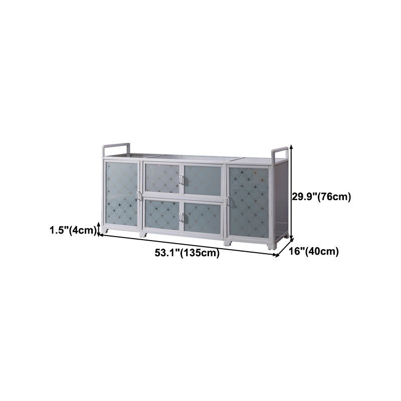 White Metal Contemporary Sideboard Cabinet Dining Room Sideboard Clearhalo 'buffet_sideboard' 'Buffets & Sideboards' 'furn' 'furn_buffet_sideboard' 'Furniture' 'furniture_buffet_sideboard' 'Kitchen & Dining Furniture' 4983333