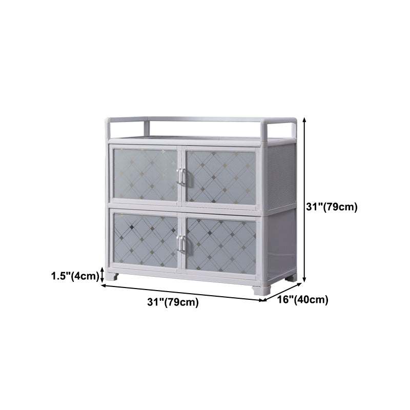 White Metal Contemporary Sideboard Cabinet Dining Room Sideboard Clearhalo 'buffet_sideboard' 'Buffets & Sideboards' 'furn' 'furn_buffet_sideboard' 'Furniture' 'furniture_buffet_sideboard' 'Kitchen & Dining Furniture' 4983336