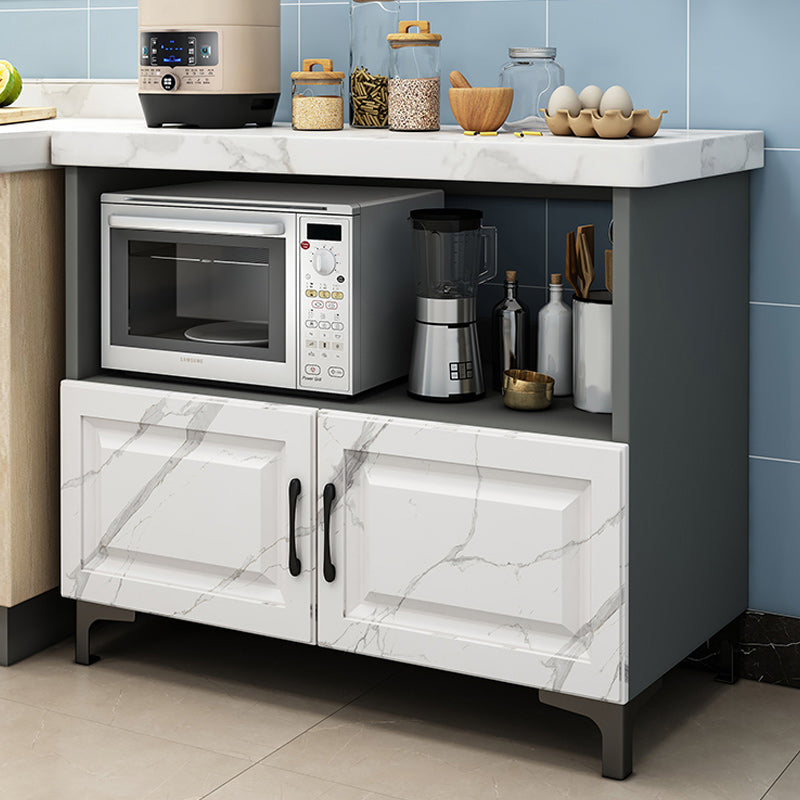 15.75"W x 32.68"H Sideboard Contemporary Style Dining Server with 2 Doors White-Gray Clearhalo 'buffet_sideboard' 'Buffets & Sideboards' 'furn' 'furn_buffet_sideboard' 'Furniture' 'furniture_buffet_sideboard' 'Kitchen & Dining Furniture' 4983339