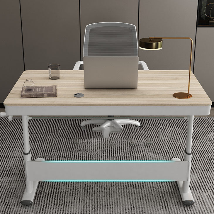 Hight Adjustable Writing Desk Bedroom White Trestle Table Leg Rectangular Desk Clearhalo 'furn' 'furn_office_desk' 'Furniture' 'furniture_office_desk' 'Office Desks' 'Office Furniture' 'office_desk' 4983363