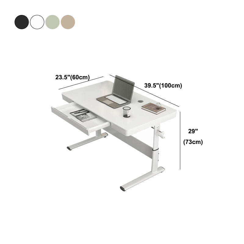 Hight Adjustable Writing Desk Bedroom White Trestle Table Leg Rectangular Desk Clearhalo 'furn' 'furn_office_desk' 'Furniture' 'furniture_office_desk' 'Office Desks' 'Office Furniture' 'office_desk' 4983367