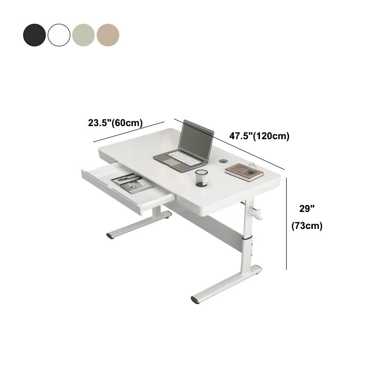 Hight Adjustable Writing Desk Bedroom White Trestle Table Leg Rectangular Desk Clearhalo 'furn' 'furn_office_desk' 'Furniture' 'furniture_office_desk' 'Office Desks' 'Office Furniture' 'office_desk' 4983368