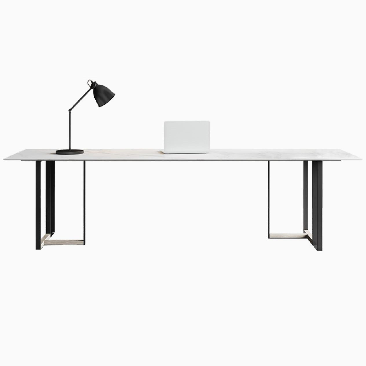 Home Office Sled Writing Desk Industrial Style Stone Writing Desk White Clearhalo 'furn' 'furn_office_desk' 'Furniture' 'furniture_office_desk' 'Office Desks' 'Office Furniture' 'office_desk' 4983373