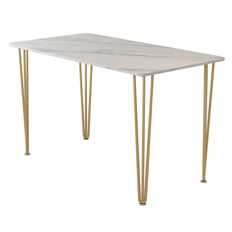 Home Hairpin Base Writing Desk Glam Style Stone Writing Desk White Clearhalo 'furn' 'furn_office_desk' 'Furniture' 'furniture_office_desk' 'Office Desks' 'Office Furniture' 'office_desk' 4983405