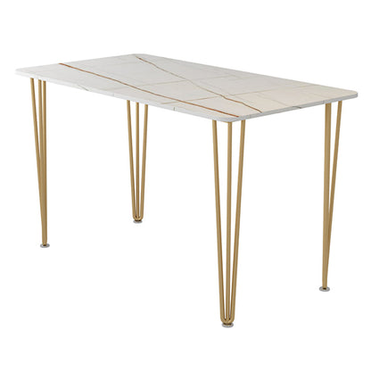 Home Hairpin Base Writing Desk Glam Style Stone Writing Desk Off-White Clearhalo 'furn' 'furn_office_desk' 'Furniture' 'furniture_office_desk' 'Office Desks' 'Office Furniture' 'office_desk' 4983406