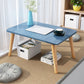 Rectangular Writing Desk with Artificial Wood Face and Wood Legs Blue Clearhalo 'furn' 'furn_office_desk' 'Furniture' 'furniture_office_desk' 'Office Desks' 'Office Furniture' 'office_desk' 4983431