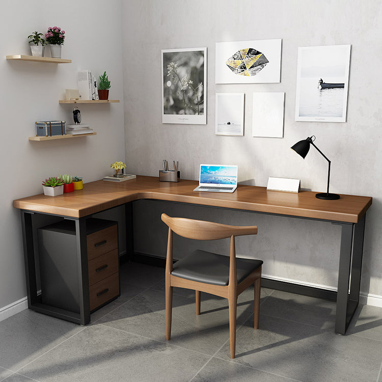 Modern L-Shape Home Bedroom Desk Office Solid Wood Writing Desk Clearhalo 'furn' 'furn_office_desk' 'Furniture' 'furniture_office_desk' 'Office Desks' 'Office Furniture' 'office_desk' 4983455