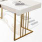 Glam Style Writing Desk Study Room and Office Desk with 1-drawer Clearhalo 'furn' 'furn_office_desk' 'Furniture' 'furniture_office_desk' 'Office Desks' 'Office Furniture' 'office_desk' 4983494