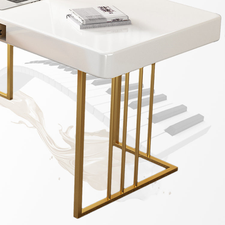 Glam Style Writing Desk Study Room and Office Desk with 1-drawer Clearhalo 'furn' 'furn_office_desk' 'Furniture' 'furniture_office_desk' 'Office Desks' 'Office Furniture' 'office_desk' 4983494