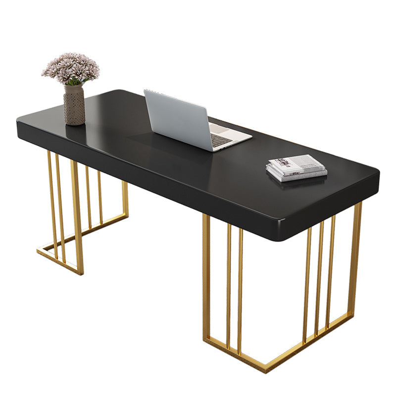 Glam Style Writing Desk Study Room and Office Desk with 1-drawer Gold Black Clearhalo 'furn' 'furn_office_desk' 'Furniture' 'furniture_office_desk' 'Office Desks' 'Office Furniture' 'office_desk' 4983498