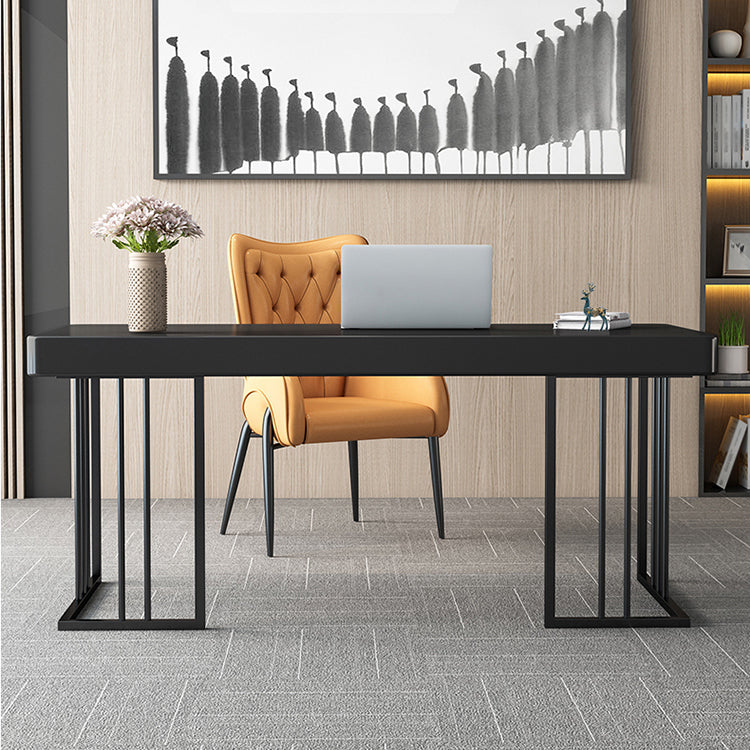 Glam Style Writing Desk Study Room and Office Desk with 1-drawer 47.2"L x 23.6"W x 29.5"H Black Black Clearhalo 'furn' 'furn_office_desk' 'Furniture' 'furniture_office_desk' 'Office Desks' 'Office Furniture' 'office_desk' 4983500