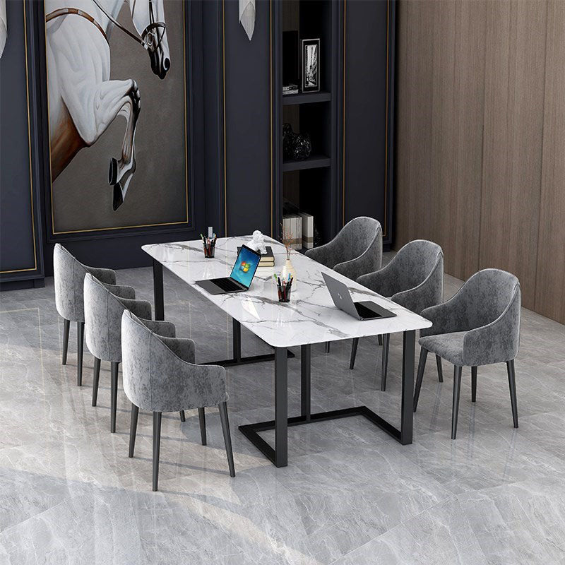 Sintered Stone Curved Meeting Table Home Office Luxury Writing Desk Black Clearhalo 'furn' 'furn_office_desk' 'Furniture' 'furniture_office_desk' 'Office Desks' 'Office Furniture' 'office_desk' 4983527