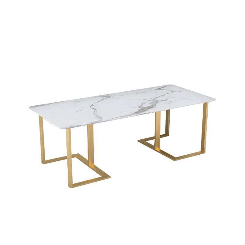 Sintered Stone Curved Meeting Table Home Office Luxury Writing Desk Gold Clearhalo 'furn' 'furn_office_desk' 'Furniture' 'furniture_office_desk' 'Office Desks' 'Office Furniture' 'office_desk' 4983529