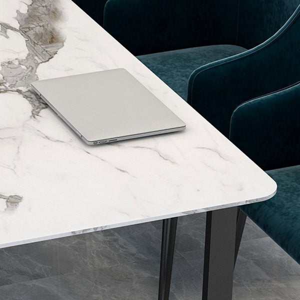 Sintered Stone Curved Meeting Table Home Office Luxury Writing Desk Clearhalo 'furn' 'furn_office_desk' 'Furniture' 'furniture_office_desk' 'Office Desks' 'Office Furniture' 'office_desk' 4983532