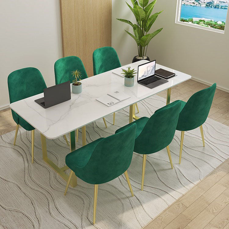 Curved Meeting Table Home Office Luxury Sintered Stone Writing Desk 63"L x 27.6"W x 29.5"H Gold Clearhalo 'furn' 'furn_office_desk' 'Furniture' 'furniture_office_desk' 'Office Desks' 'Office Furniture' 'office_desk' 4983542