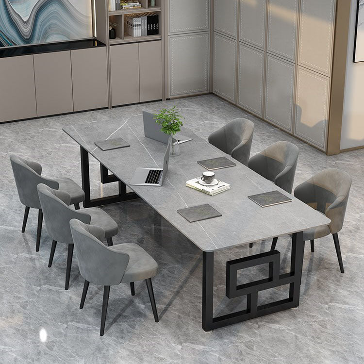 Modern Meeting Table Home Office Sintered Stone Curved Writing Desk Clearhalo 'furn' 'furn_office_desk' 'Furniture' 'furniture_office_desk' 'Office Desks' 'Office Furniture' 'office_desk' 4983559