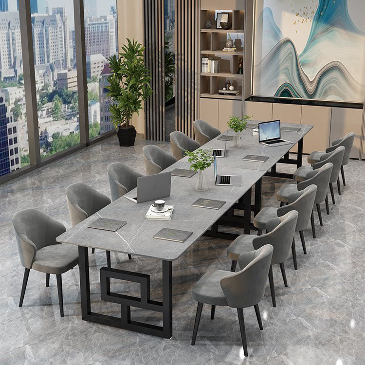 Modern Meeting Table Home Office Sintered Stone Curved Writing Desk Clearhalo 'furn' 'furn_office_desk' 'Furniture' 'furniture_office_desk' 'Office Desks' 'Office Furniture' 'office_desk' 4983560