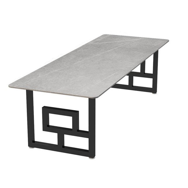 Modern Meeting Table Home Office Sintered Stone Curved Writing Desk Black Clearhalo 'furn' 'furn_office_desk' 'Furniture' 'furniture_office_desk' 'Office Desks' 'Office Furniture' 'office_desk' 4983562