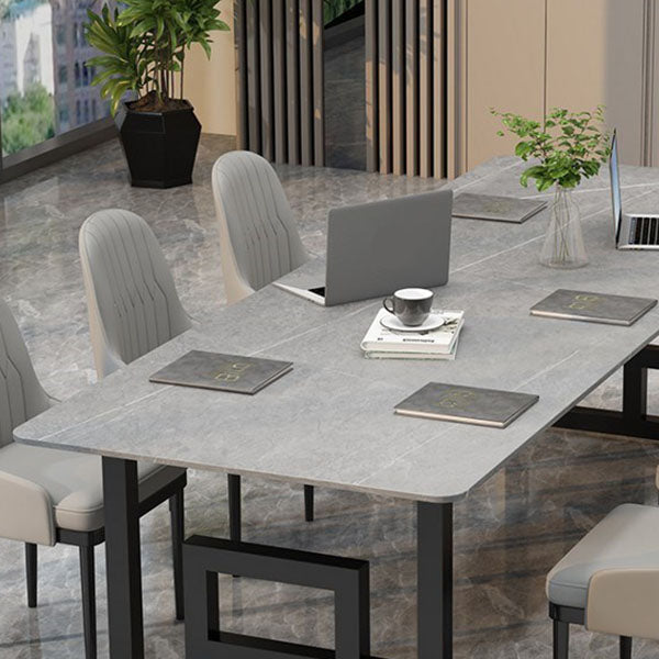 Modern Meeting Table Home Office Sintered Stone Curved Writing Desk Clearhalo 'furn' 'furn_office_desk' 'Furniture' 'furniture_office_desk' 'Office Desks' 'Office Furniture' 'office_desk' 4983563