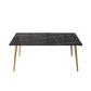 Glam Style Office Desk Rectangular Writing Desk with Metal Legs 55.1"L x 31.5"W x 29.5"H Black Gold Clearhalo 'furn' 'furn_office_desk' 'Furniture' 'furniture_office_desk' 'Office Desks' 'Office Furniture' 'office_desk' 4983590