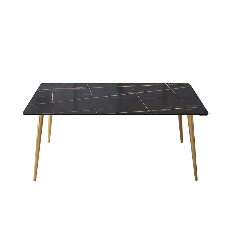 Glam Style Office Desk Rectangular Writing Desk with Metal Legs 55.1"L x 31.5"W x 29.5"H Black Gold Clearhalo 'furn' 'furn_office_desk' 'Furniture' 'furniture_office_desk' 'Office Desks' 'Office Furniture' 'office_desk' 4983590