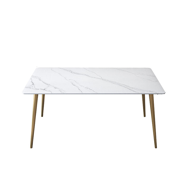 Glam Style Office Desk Rectangular Writing Desk with Metal Legs 55.1"L x 31.5"W x 29.5"H Matte White Clearhalo 'furn' 'furn_office_desk' 'Furniture' 'furniture_office_desk' 'Office Desks' 'Office Furniture' 'office_desk' 4983593