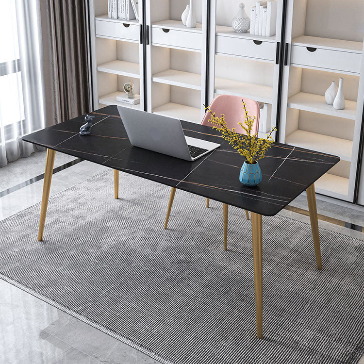 Glam Style Office Desk Rectangular Writing Desk with Metal Legs Clearhalo 'furn' 'furn_office_desk' 'Furniture' 'furniture_office_desk' 'Office Desks' 'Office Furniture' 'office_desk' 4983600