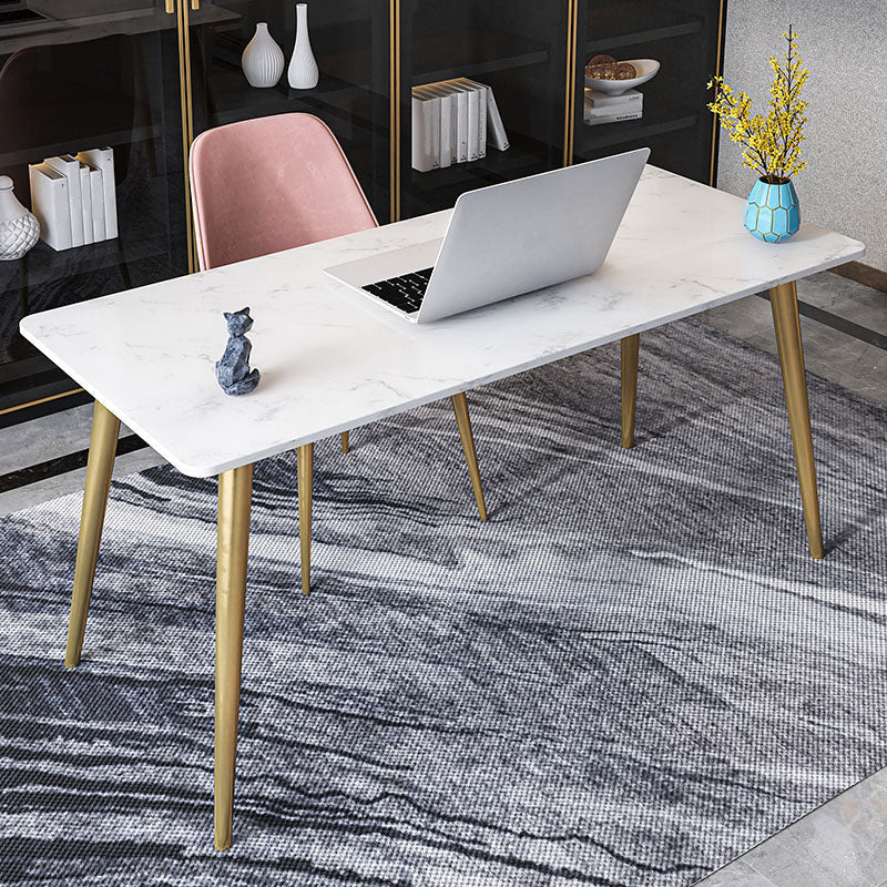 Glam Style Office Desk Rectangular Writing Desk with Metal Legs Clearhalo 'furn' 'furn_office_desk' 'Furniture' 'furniture_office_desk' 'Office Desks' 'Office Furniture' 'office_desk' 4983602