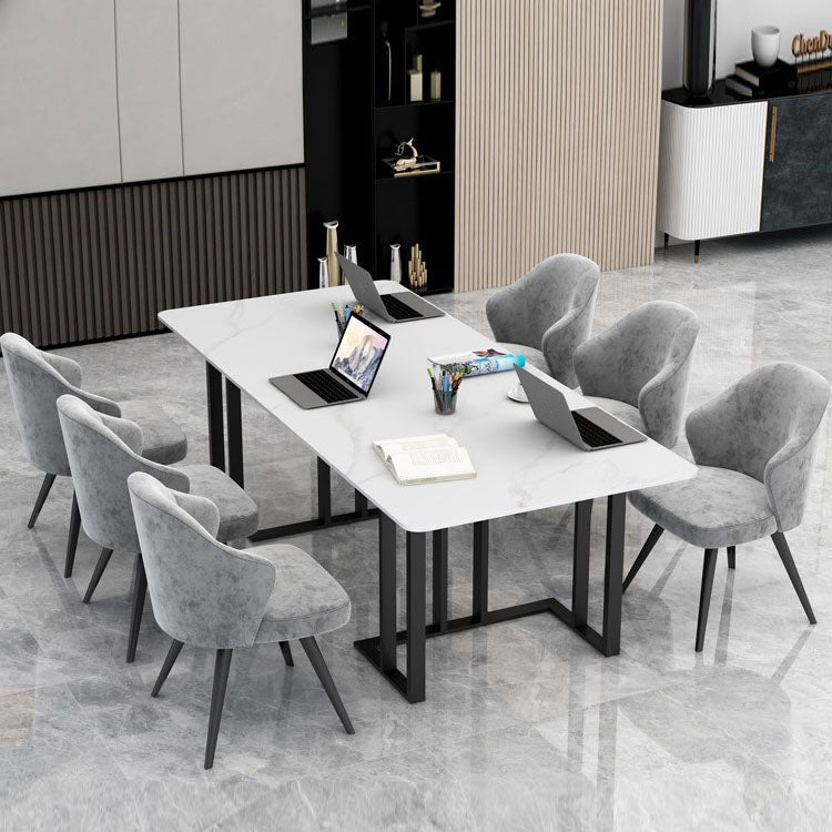 Curved Meeting Table Home Office Sintered Stone Modern Writing Desk Clearhalo 'furn' 'furn_office_desk' 'Furniture' 'furniture_office_desk' 'Office Desks' 'Office Furniture' 'office_desk' 4983611