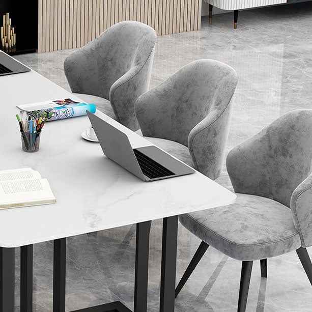 Curved Meeting Table Home Office Sintered Stone Modern Writing Desk Clearhalo 'furn' 'furn_office_desk' 'Furniture' 'furniture_office_desk' 'Office Desks' 'Office Furniture' 'office_desk' 4983615