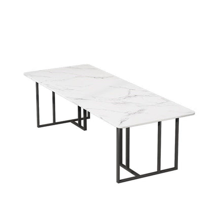 Sintered Stone Rectangular Meeting Table Home Office Luxury Writing Desk White-Gray Clearhalo 'furn' 'furn_office_desk' 'Furniture' 'furniture_office_desk' 'Office Desks' 'Office Furniture' 'office_desk' 4983642