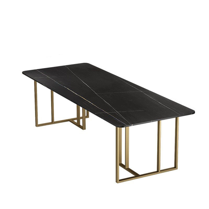 Sintered Stone Rectangular Meeting Table Home Office Luxury Writing Desk Black-Gold Clearhalo 'furn' 'furn_office_desk' 'Furniture' 'furniture_office_desk' 'Office Desks' 'Office Furniture' 'office_desk' 4983644