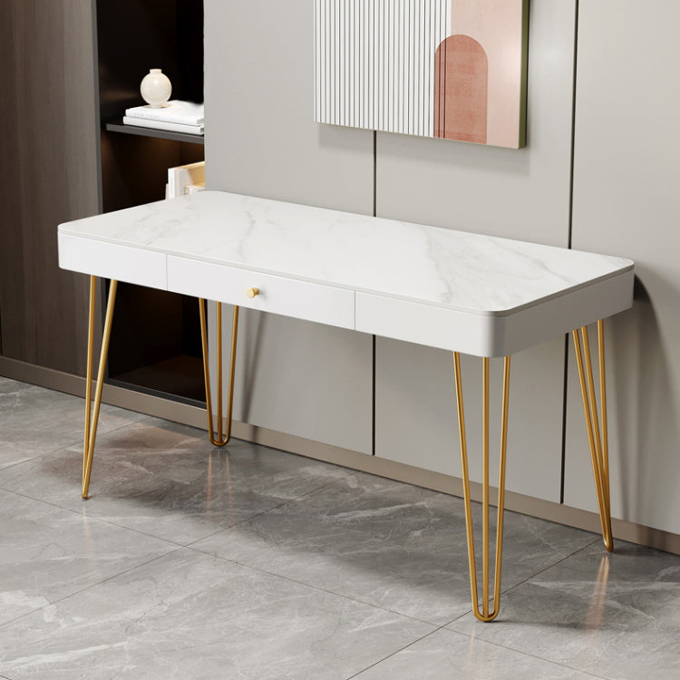 Glam 1-drawer Office Desk Sintered Stone Writing Desk for Home Clearhalo 'furn' 'furn_office_desk' 'Furniture' 'furniture_office_desk' 'Office Desks' 'Office Furniture' 'office_desk' 4983674